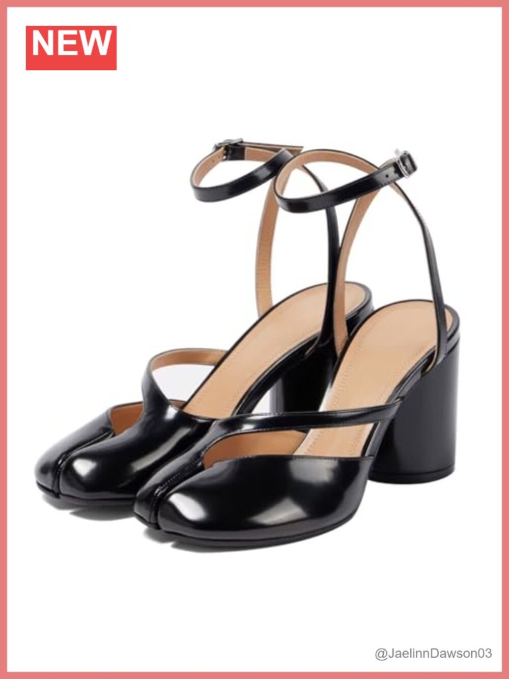 Chunky Block Heel Split Toe Pumps Ankle Strap Slingback Tabi Shoes PU